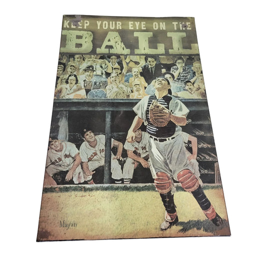 "Keep Your Eye On The Ball" Yogi Berra Baseball Catcher Tin Sign - 9''x14'' - A+ Stuff