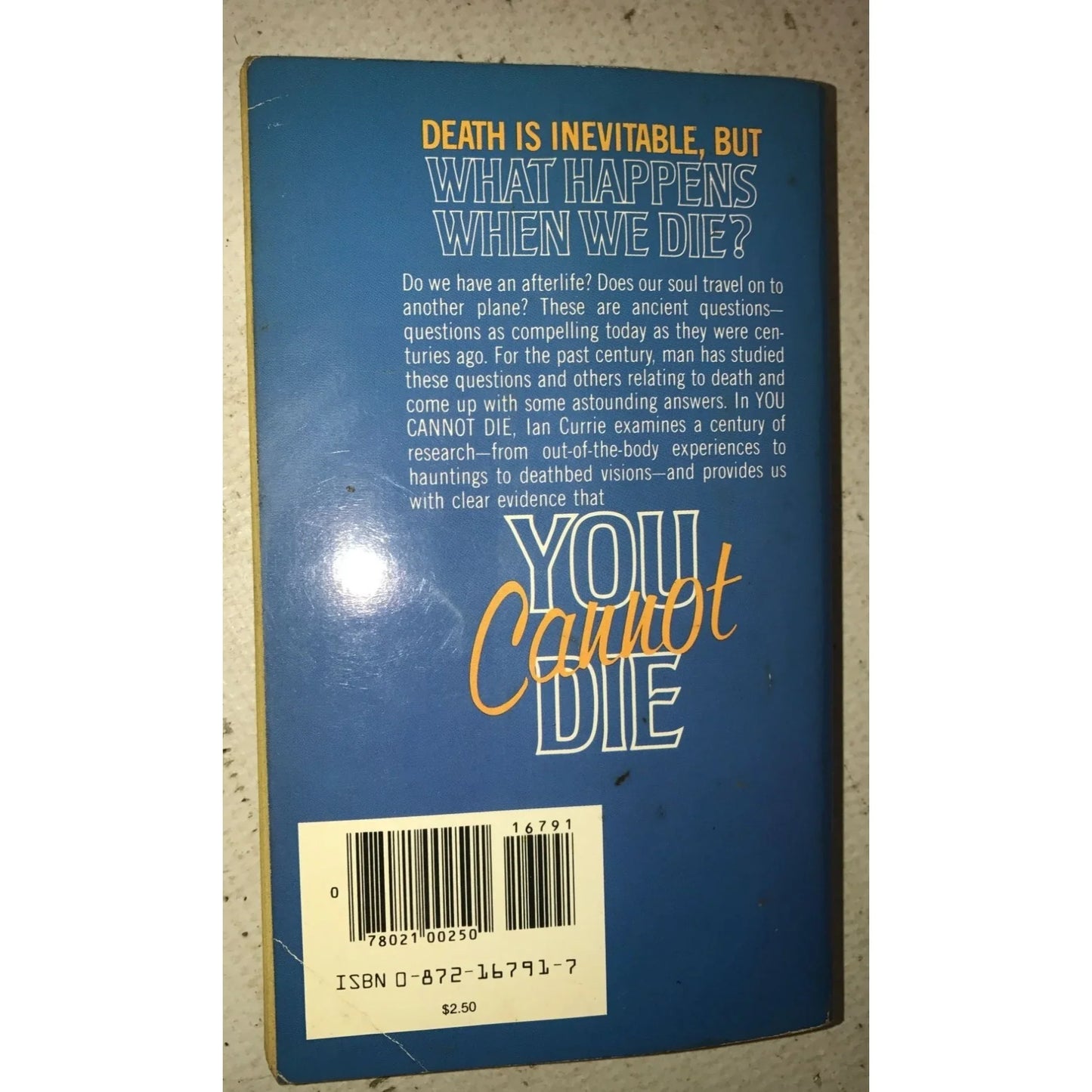 You Cannot Die Paperback Book by Ian Currie - A+ Stuff