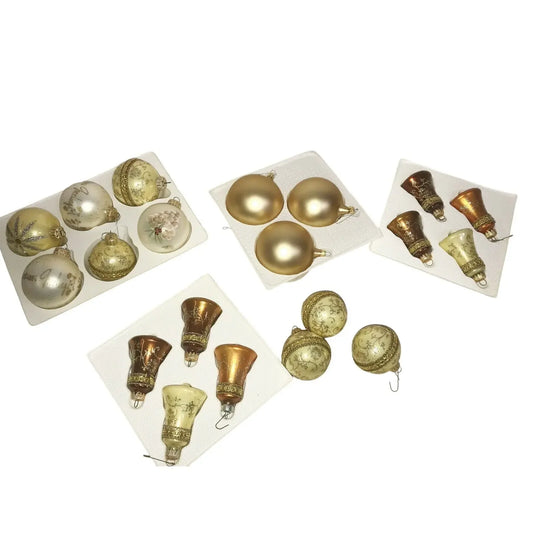White & Gold CHRISTMAS ORNAMENTS Bell HANDPAINTED Holiday Decor Unbranded