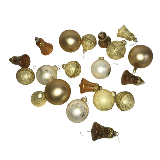 White & Gold CHRISTMAS ORNAMENTS Bell HANDPAINTED Holiday Decor Unbranded