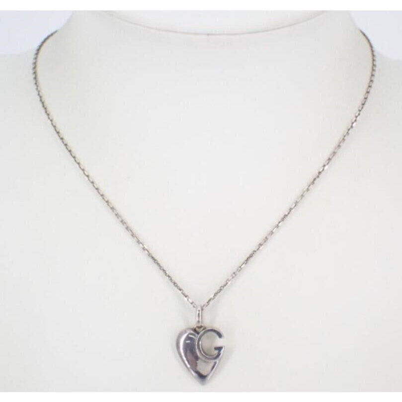 Gucci G Charlotte Heart in Solid Sterling Silver Gucci A+ Stuff Pendant with necklace