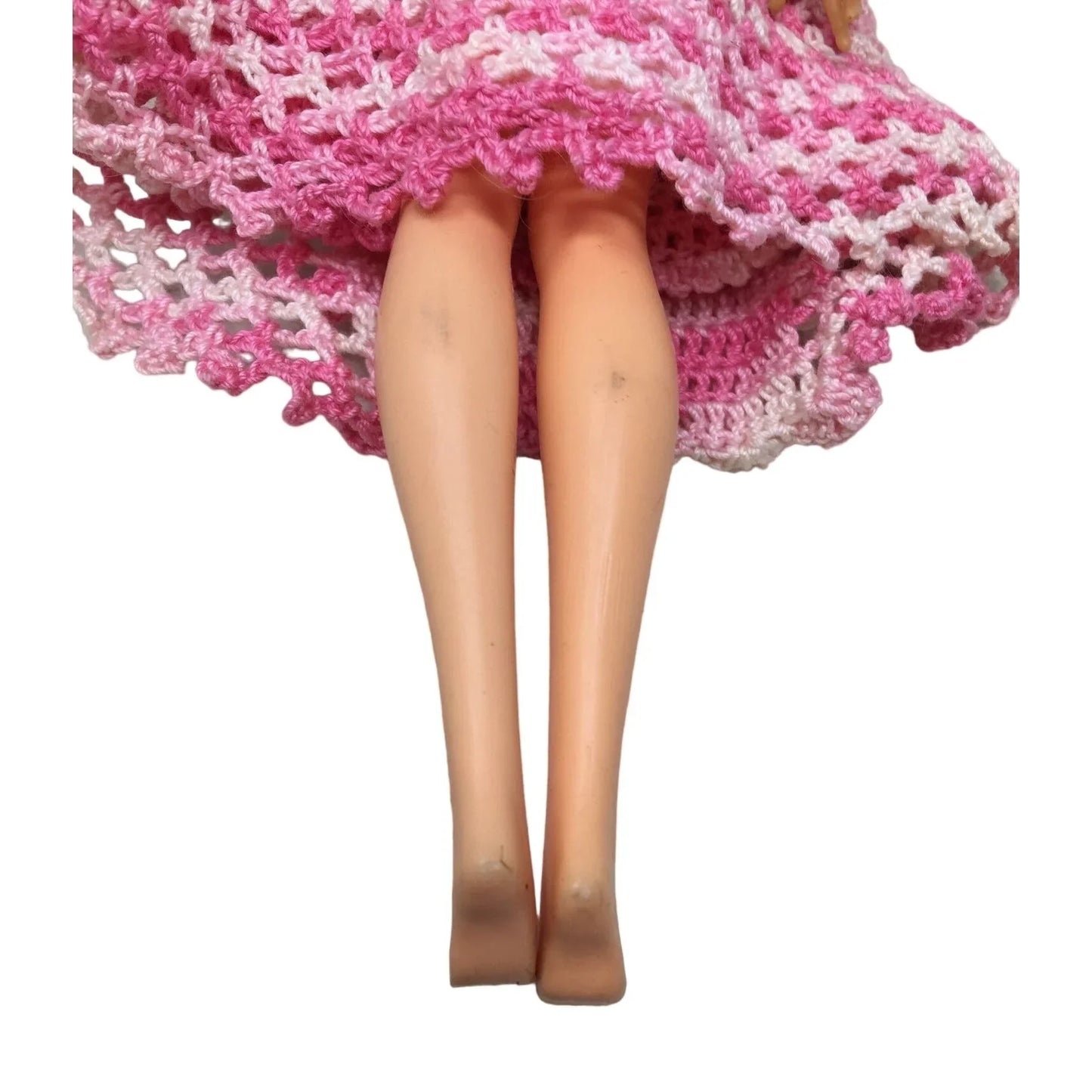 Vintage 1960's Collectible Barbie Doll Blonde Hair/Green Eyes, wearing crocheted Pink Dress A+ Stuff A+ Stuff