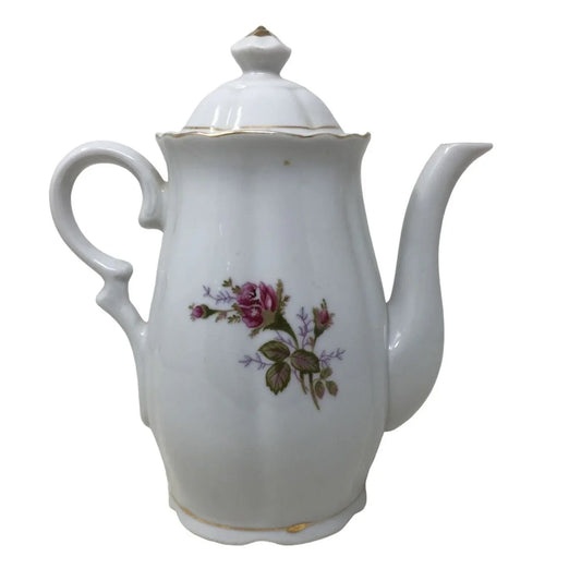 Vintage Ceramic Lidded Tea Pot with Handle- Flowers Printed on front/back- Music box But does not Play music A+ Stuff A+ Stuff