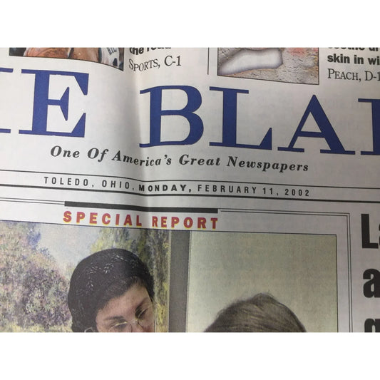 Vintage Collectible Newspaper The Blade Feb. 11, 2002 the blade A+ Stuff