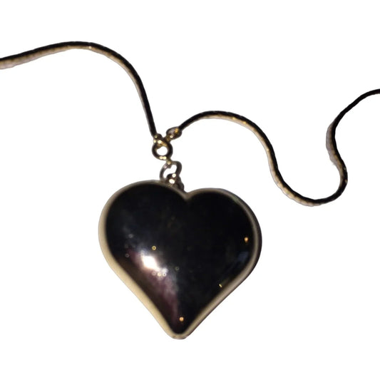 Womens Vintage 3D Chunky Heart Charm Rope Necklace - A+ Stuff
