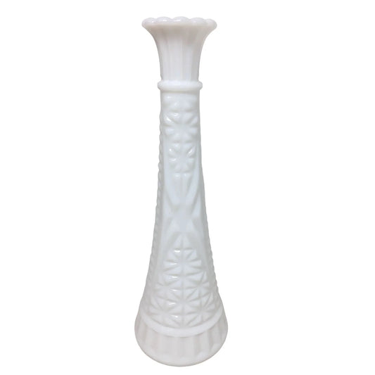Vintage Hoosier Glass- Tall, White Milk Glass Flower Bud Vase A+ Stuff A+ Stuff