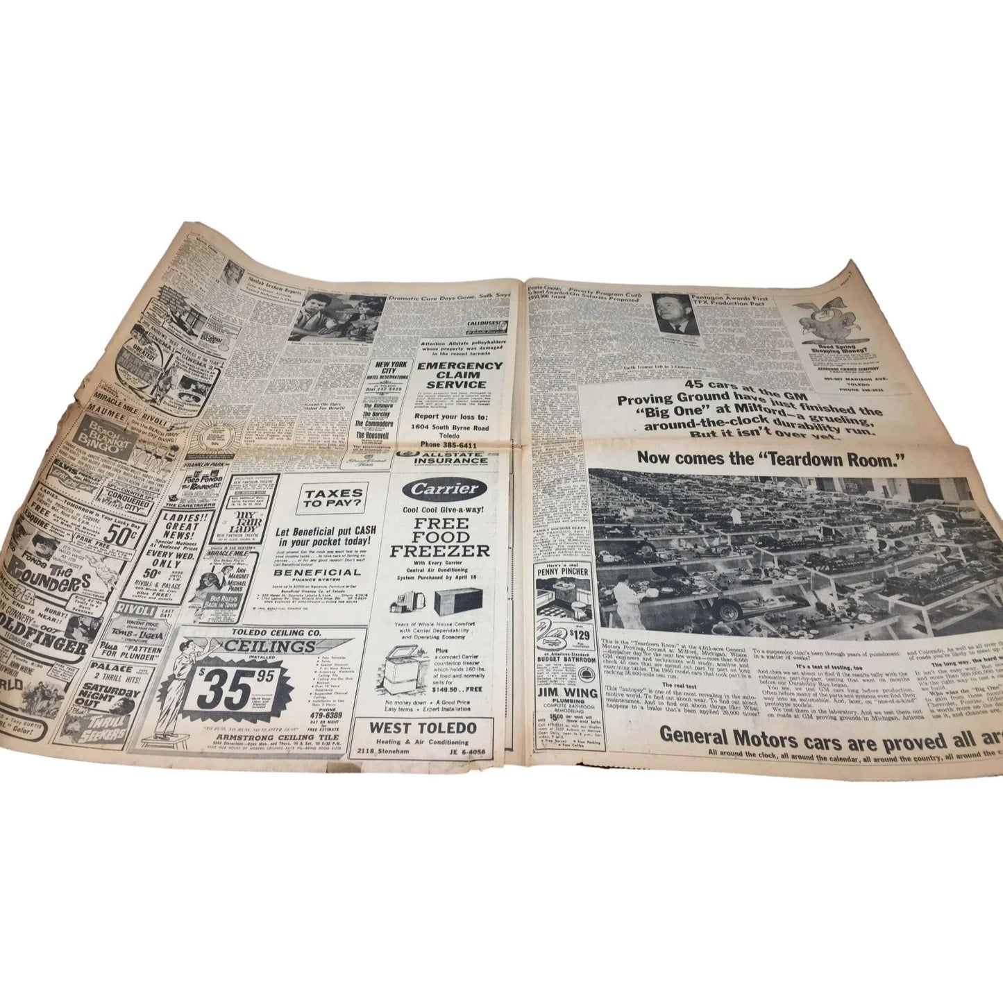Vintage Collectible The Toledo Times 5 Final- "Disaster Aid Asked For Country" Newspaper The Toledo Times A+ Stuff