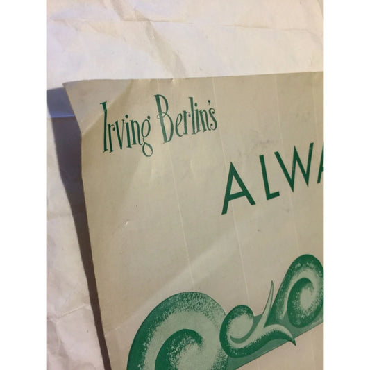 Vintage Sheet Music "Always" Written by Irving Berlin 1925 - A+ Stuff