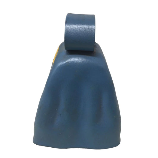 Handmade Blue & Yellow Hand Bell w/ Letter I on One Side & Lightning Bolt on the other handmade A+ Stuff