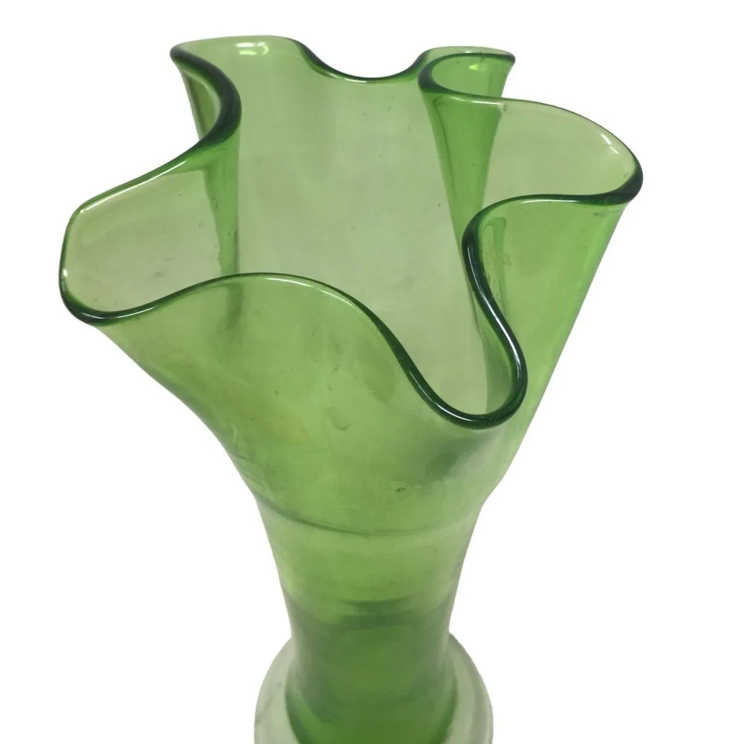 Vintage Looking Green Flower Vase with Scalloped Edges A+ Stuff A+ Stuff