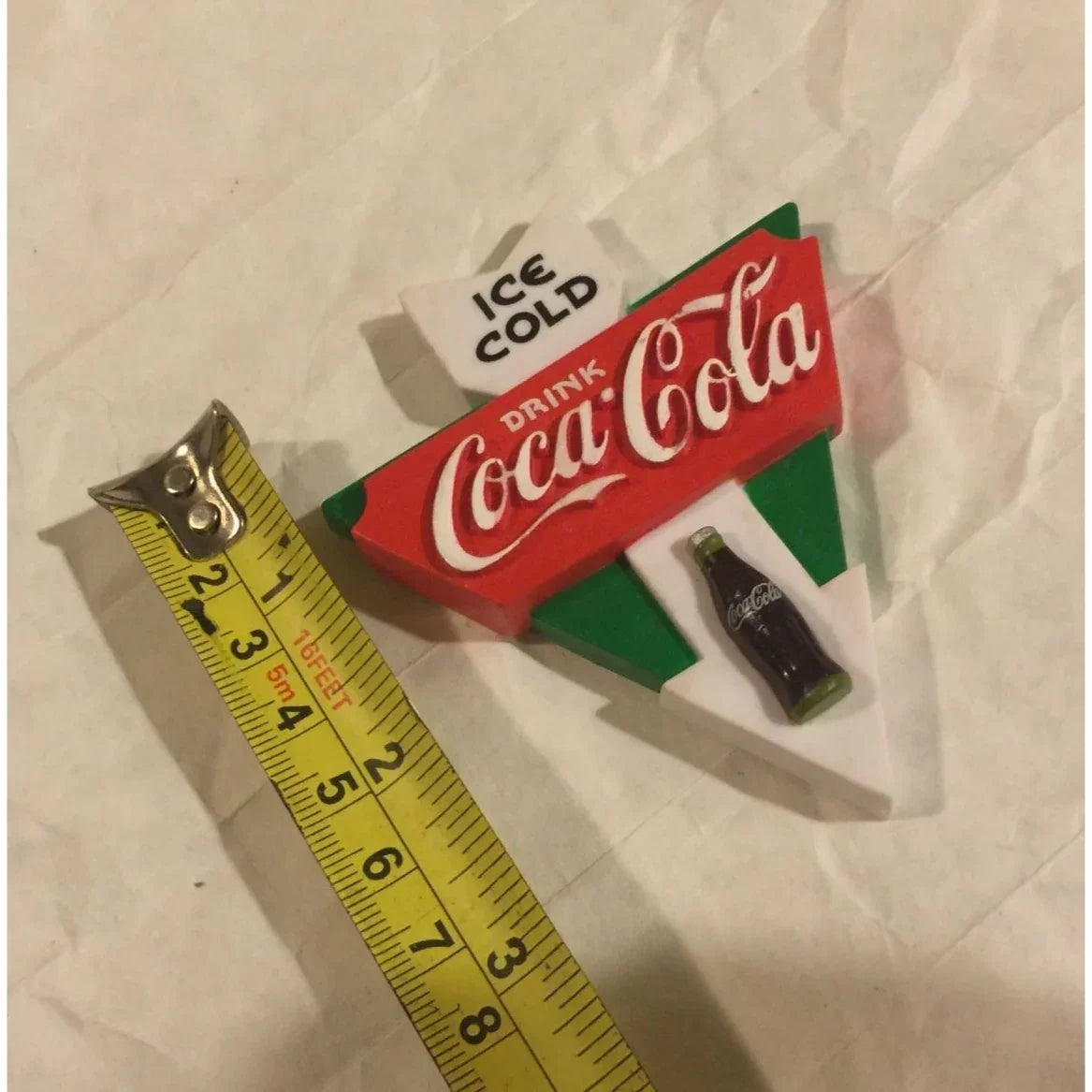 Vintage 90s Arrow Shaped Ice Cold Drink Coca Cola Magnet - A+ Stuff