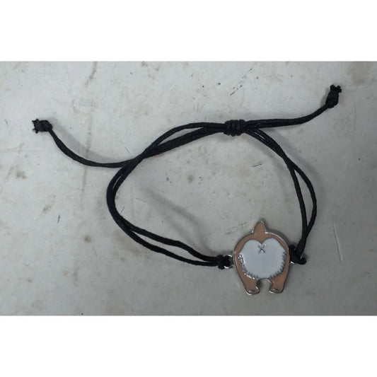 Adjustable Rope Bracelet with Brown/White Dog Butt Pendant A+ Stuff A+ Stuff Bracelet