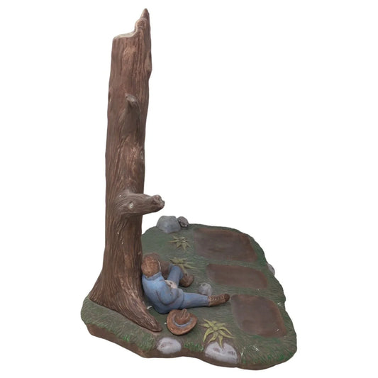 1984 Vintage Cramer Mold Inc. Ceramic Man Wearing Hat Sitting in Grass by Tree Home Decor/Figurine Cramer Mold Inc. A+ Stuff mens dresser trinket dish