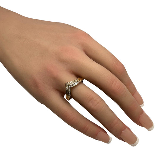 Beautiful 2 Row Chevron Style 1/4 Carat Diamond Baguette Ring - Size 7 - 925 Sterling Silver