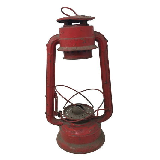 Vintage Red Metal Lantern Oil Lamp - Great Patina! A+ Stuff A+ Stuff hand lantern