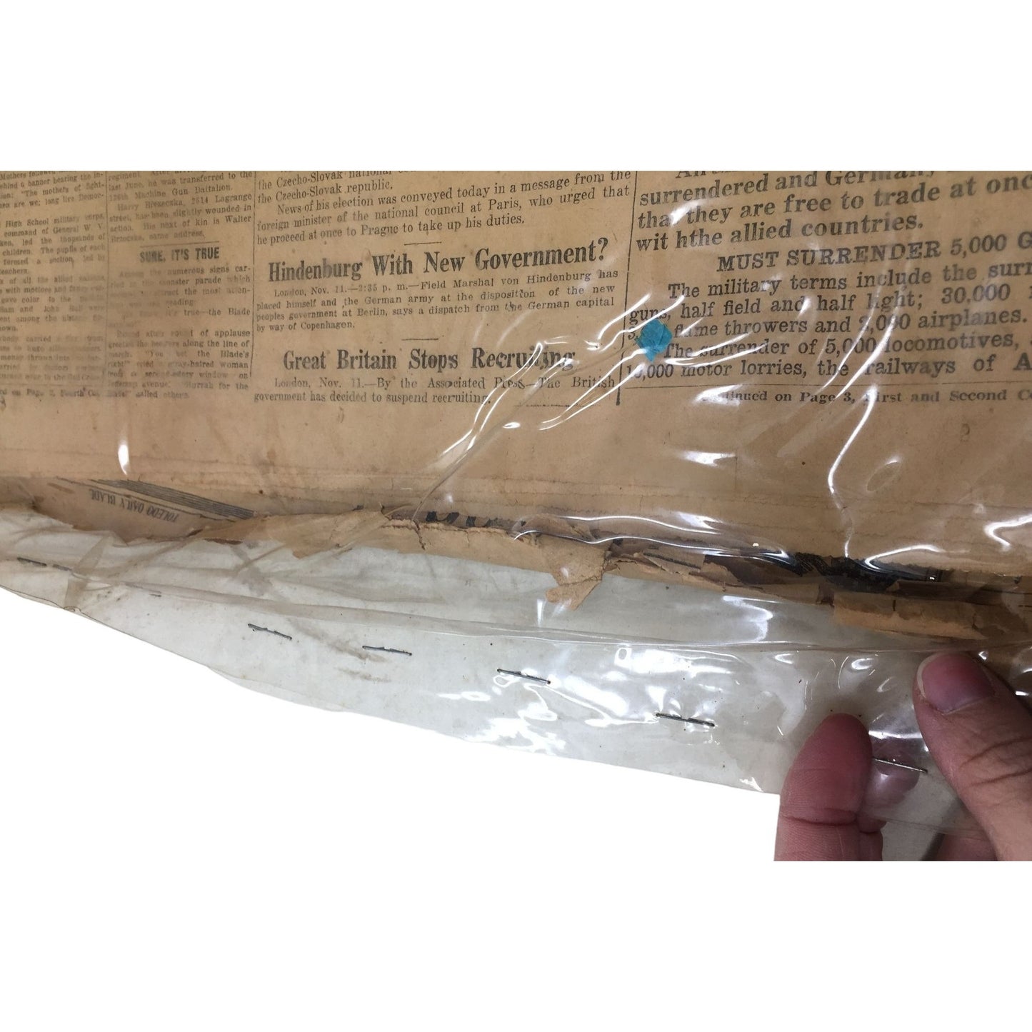 Vintage Collectible Toledo Blade Newspaper "Allied Powers Strip Huns of Everything"