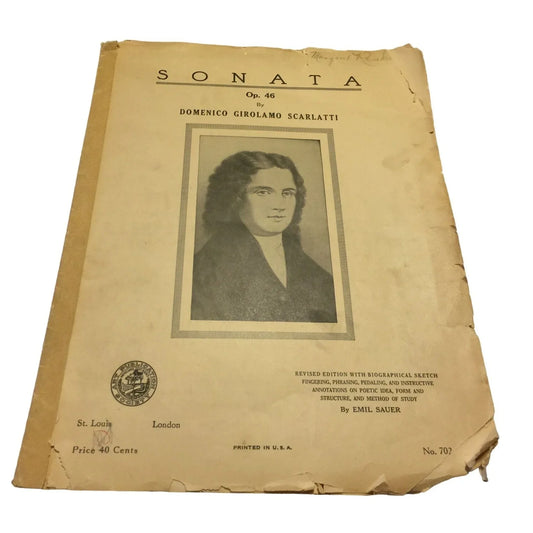 Sonata Op. 46 by Domenico Girolamo Scarlatti Sheet Music Book - A+ Stuff
