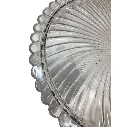Vintage Clear Glass Round Dessert Tray/Cake Plate with Pinwheel Design - A+ Stuff