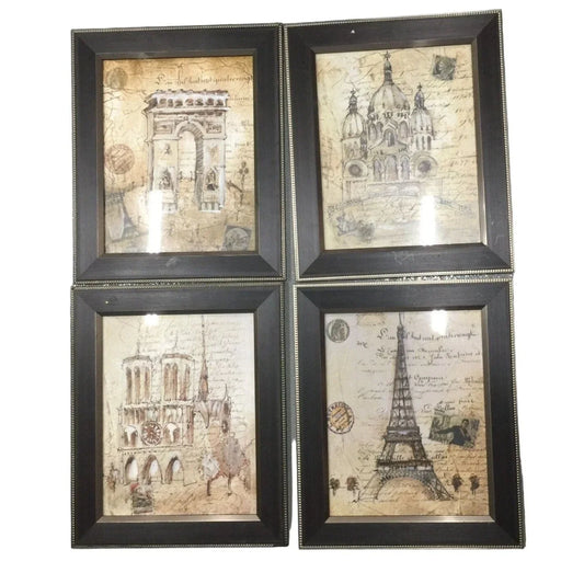 Set of 4 Framed Poster Prints/Home Decor of Eiffel Tower, Sacre-Coeur, Notre Dame, Arc De Triomphe A+ Stuff A+ Stuff