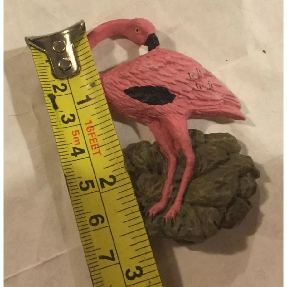 Small Vintage Pink Flamingo Standing on Rocks Refrigerator Magnet - A+ Stuff