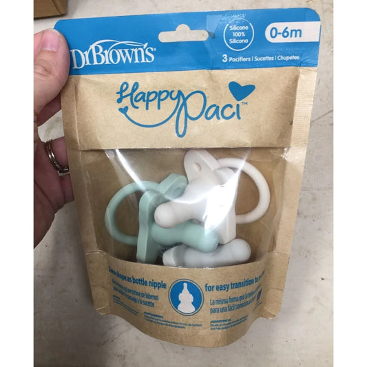 Dr. Browns Silicone 0-6m "Happy Paci" Baby Pacifiers New in Bag - A+ Stuff