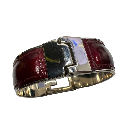 Gucci G-Logo Hinged Cuff Bracelet - Burgundy Patent Leather Band