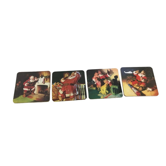 Vintage 1999 Set of 4 Coca Cola Santa Holiday Christmas Coasters - A+ Stuff