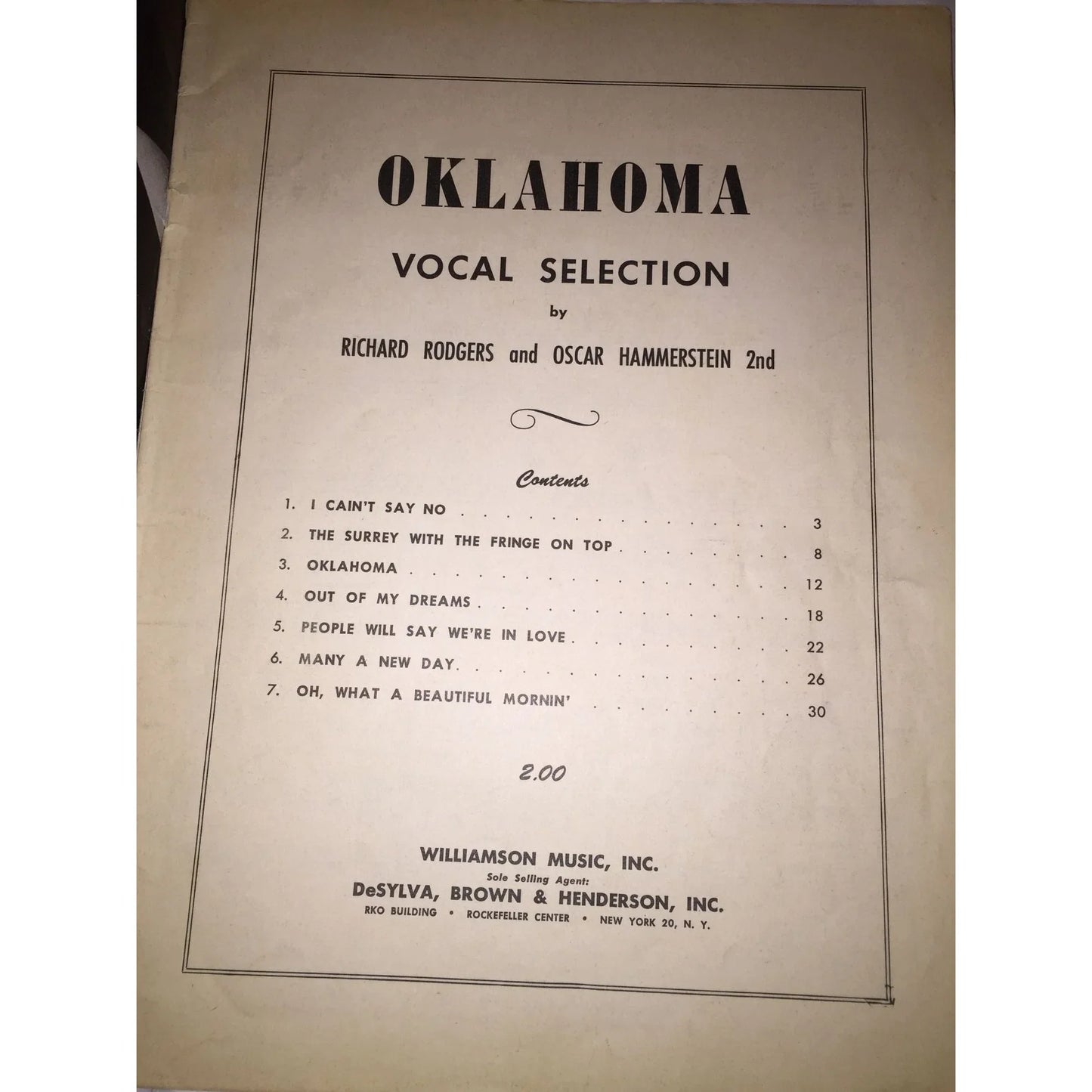Vocal Selection From OKLAHOMA ! Vintage Song Book Sheet Music - A+ Stuff