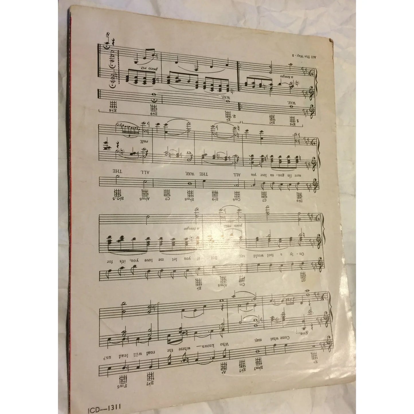 All The Way by Sammy Cahn & James Van Heusen- Frank Sinatra- Vintage Sheet Music - A+ Stuff