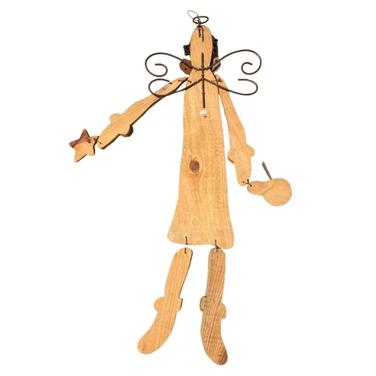 Wooden Wall Hanging Home Decor Christmas Angel that says "JOY" Holding Snowman & Star A+ Stuff A+ Stuff