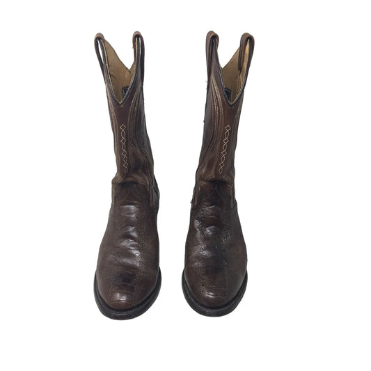 Vaccari Brown Snakeskin Leather Cowboy Boots USA 8 EE Vaccari A+ Stuff Cowboy Boots