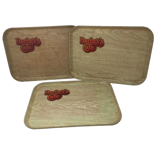 Set of 3 Barney's Cafe Hard Plastic Vintage Food Trays - A+ Stuff