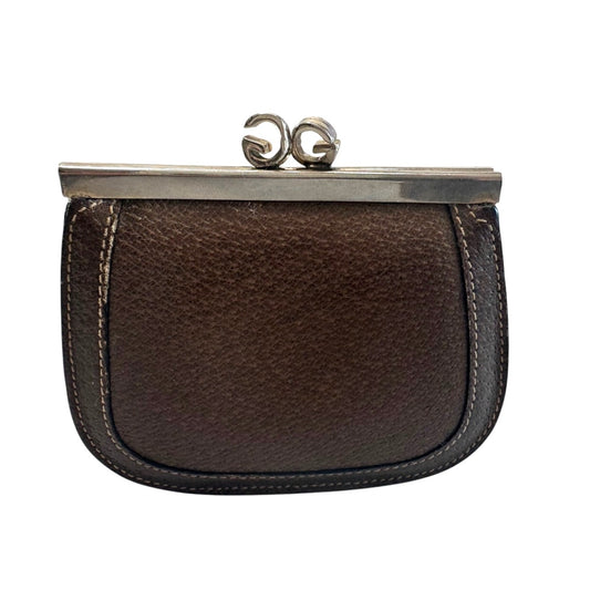 Gucci GG Kiss Lock Coin Pouch - Leather with Silver Hardware - Great Vintage Gucci Find!