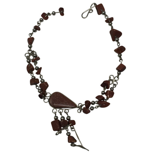 Women's Bracelet with Brown Sparkly Beads & Hook Clasp