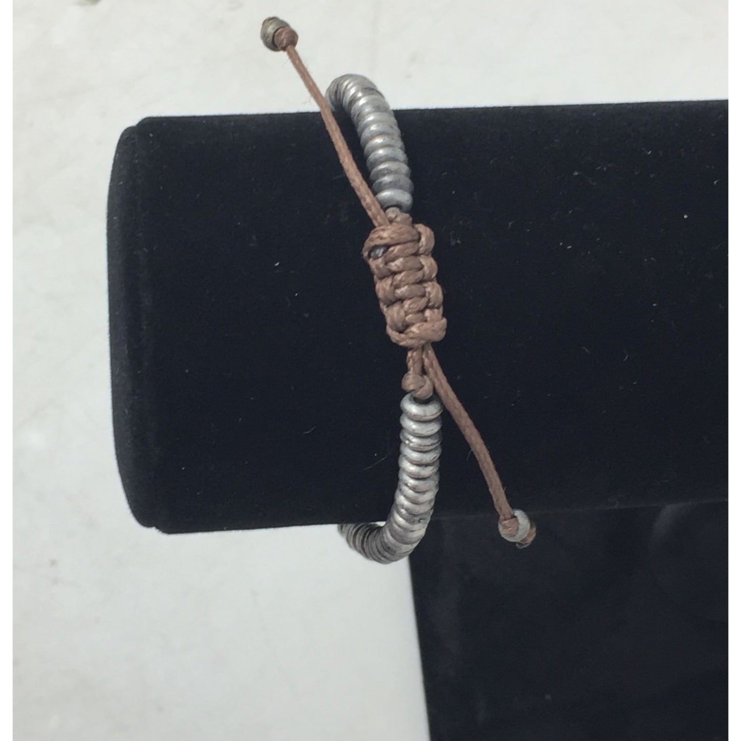 Women's Adjustable Bracelet/Anklet with Silver Tone Beads