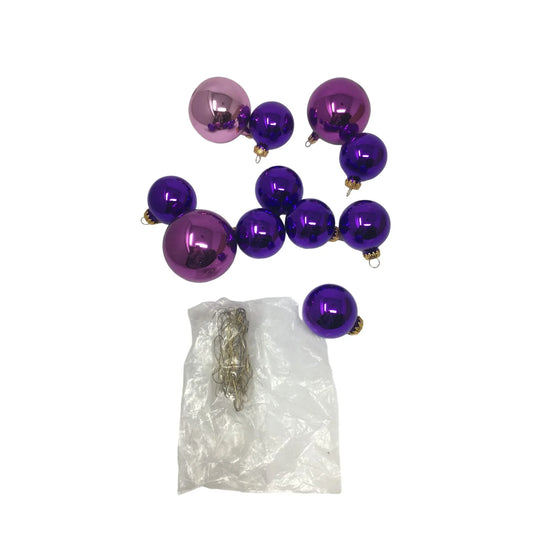 11 Purple Christmas Tree Ornaments with Metal Ornament Hooks - A+ Stuff