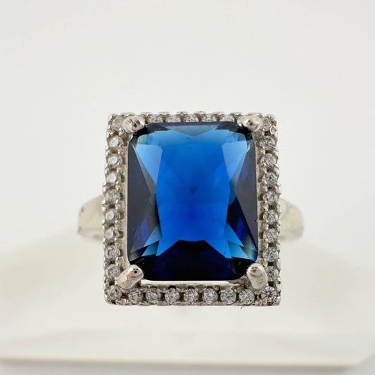 4.10 Carat Lab Created Deep Blue & White Sapphire Ring Size 7.5 - A+ Stuff
