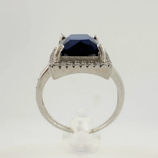 4.10 Carat Lab Created Deep Blue & White Sapphire Ring Size 7.5 - A+ Stuff
