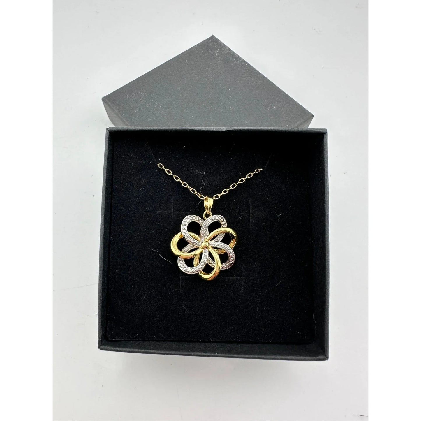 Pretty Two Tone Flower Pendant 22kt Gold Overlay - A+ Stuff