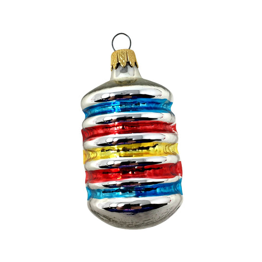 Vintage Striped Colombia Blown Glass Ornament