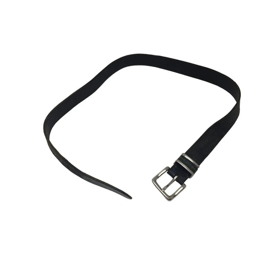 Mens NAUTICA Black Leather Belt with Silver Metal Belt Buckle - A+ Stuff