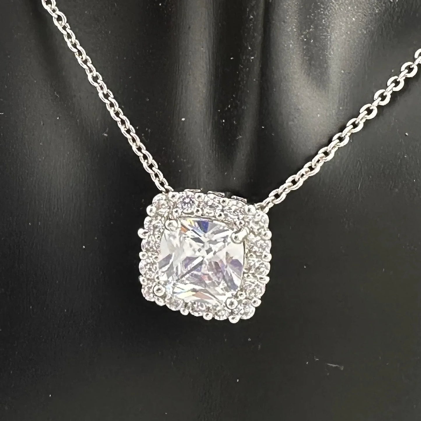 White Topaz Earring and Pendant Necklace Set - Cushion Cut - Just Shines! - A+ Stuff