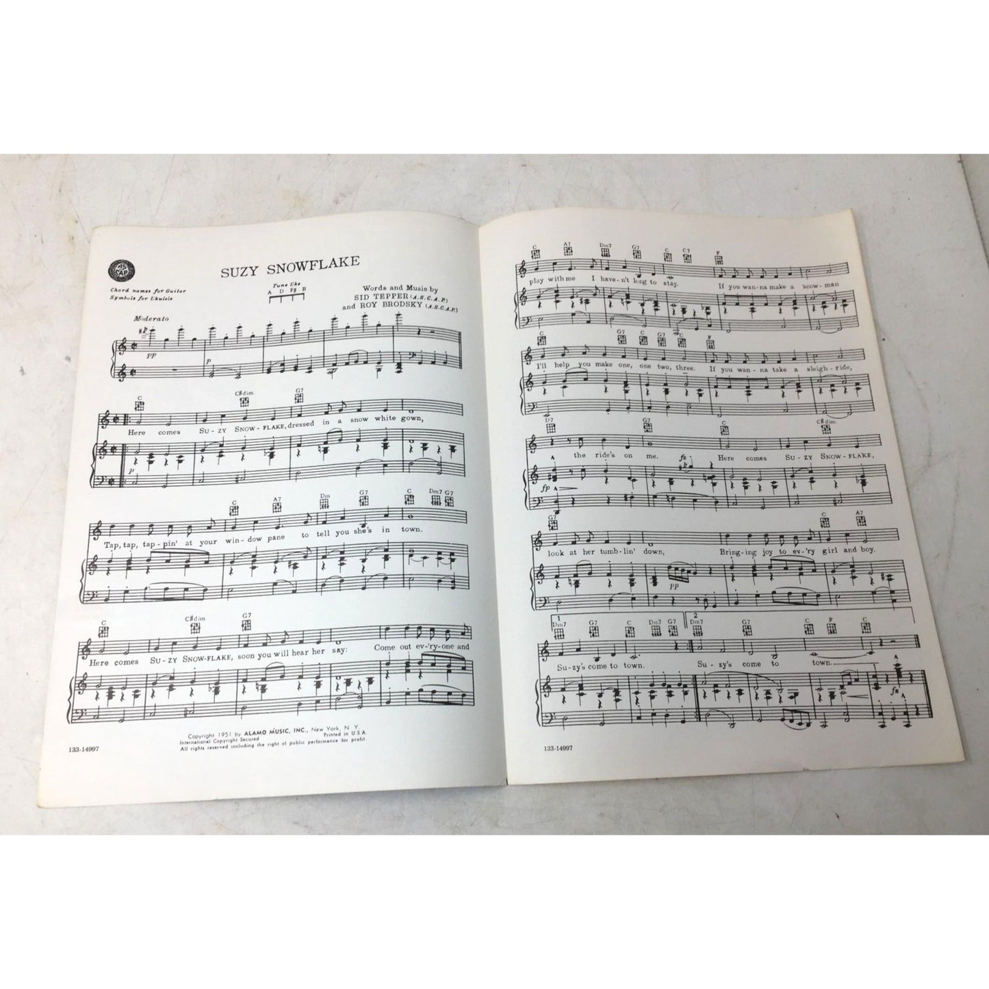 vintage sheet music for the song "Suzy Snowflake" unbranded A+ Stuff Sheet Music