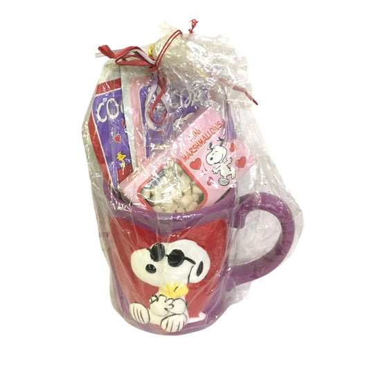 Joe Cool Snoopy Valentines Mug w Expired Cocoa Set - Cute Snoopy Hugging Woodstock Design on Mug