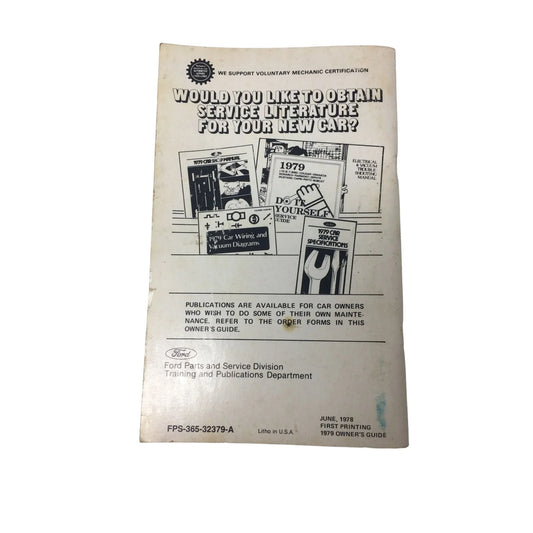 Vintage 1979 FORD FAIRMONT Owners Manual User Guide Reference Operator Book - A+ Stuff