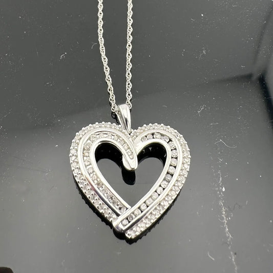 Beautiful 1/2 Carat Natural Diamond Heart Pendant Necklace with .925 Sterling Chain - A+ Stuff