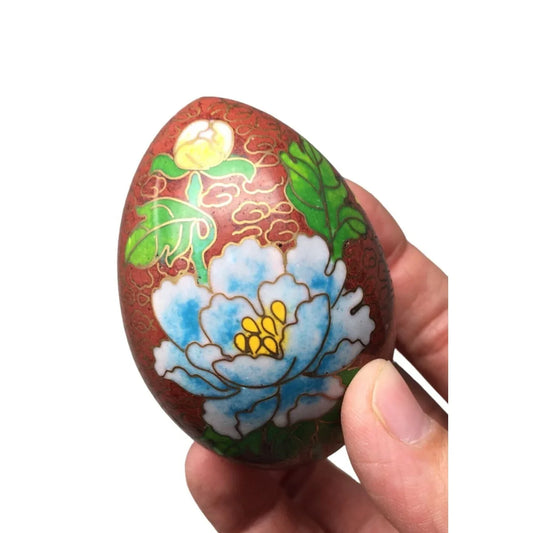 Vintage Cloisonne Colorful Flower Patterned Egg - A+ Stuff
