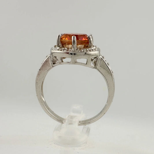 Beautiful 2.11 Carat Golden Citrine Ring with Small Diamond Accent Size 7 - A+ Stuff