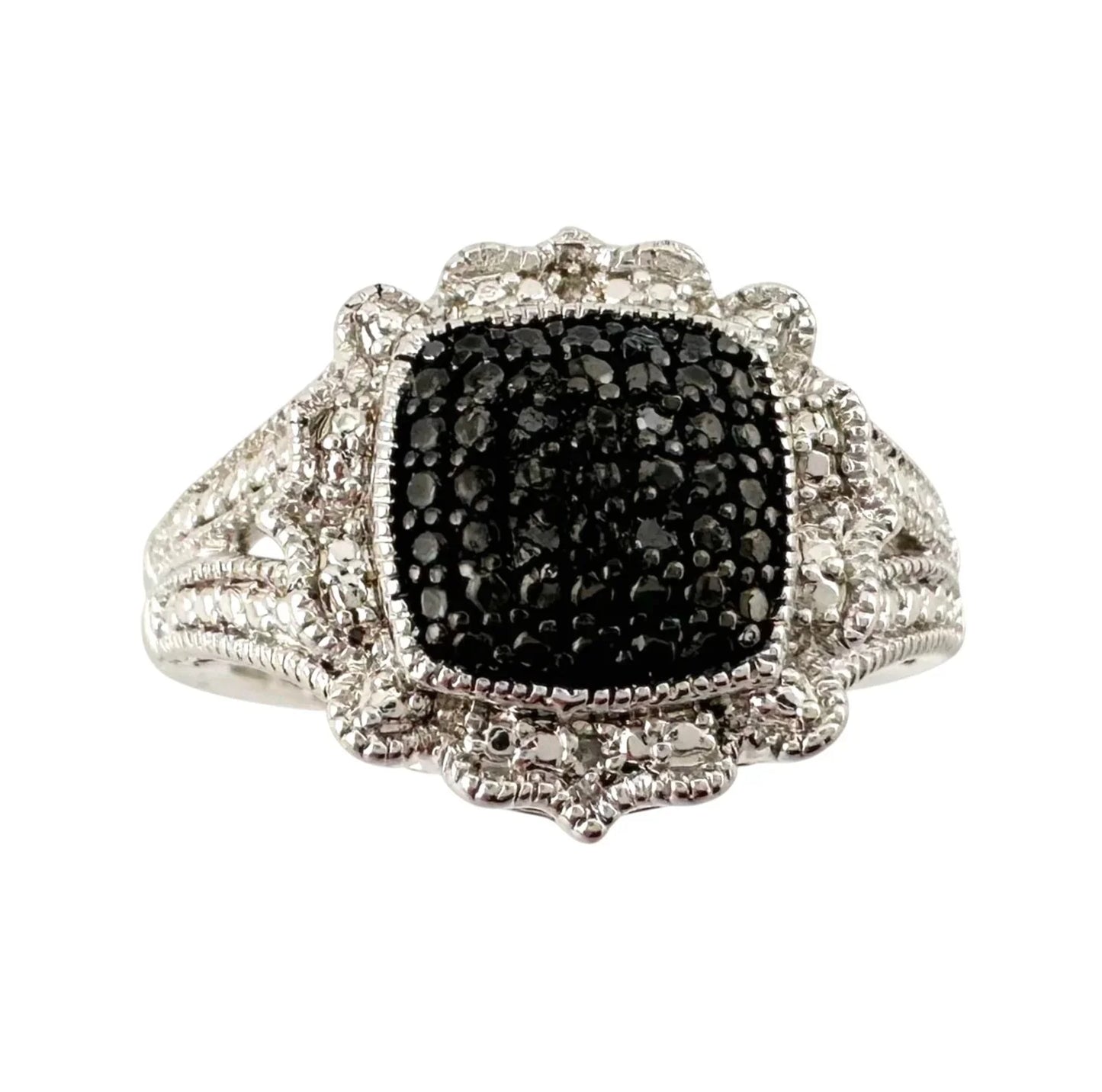 Elegant Balck Diamond Cocktail Ring Size 7.25 - A+ Stuff