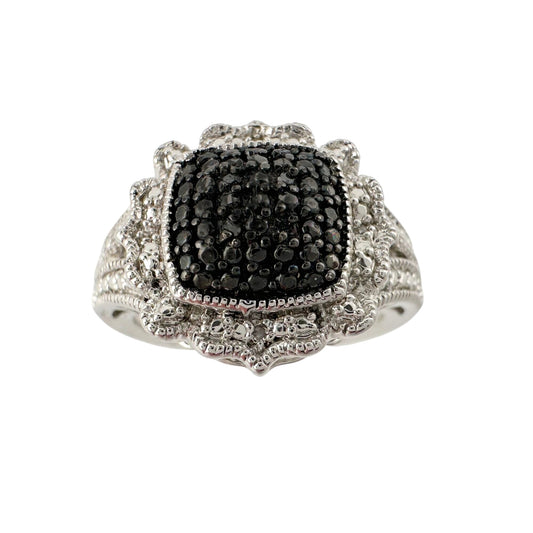 Elegant Balck Diamond Cocktail Ring Size 7.25